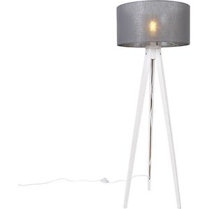 QAZQA tripod_classic - Moderne Tripod | driepoot vloerlamp | Staande Lamp - 1 lichts - H 136 cm - Grijs - Woonkamer | Slaapkamer