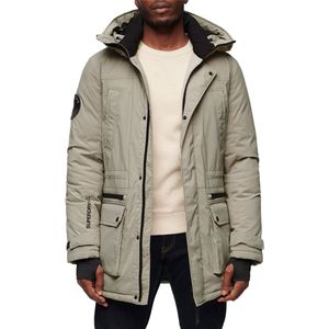 Superdry City Padded Parka Jacket Heren Jas - Stone Donkergrijs - Maat Xl