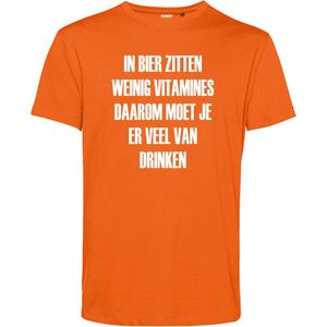 T-shirt In bier zitten weinig vitamines | Oktoberfest dames heren | Carnavalskleding heren dames | Foute party | Oranje | maat XS