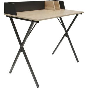 Casâme - Zwart metalen bureau met verdeelschotten BRICE - L90 cm -  - L90  x B50  x H84  cm