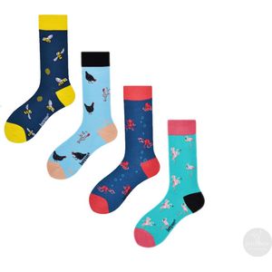 BENYSØN® katoenen Sokken | Set van 4 paar | Dieren mix thema | 35-40