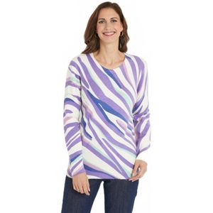 Zachte korte trui met grafische print en ronde hals