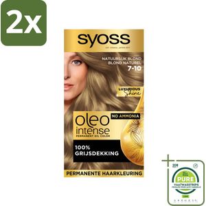 SYOSS - Oleo Intense 7-10 - Haarverf - Permanente Haarkleuring - Natuurlijk blond - Langdurige Kleur - Voordeelverpakking - 2 stuks - Permanente haarkleur - Blonde haarkleur