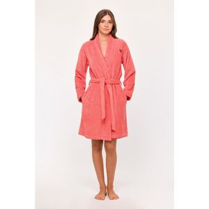 Badjas Dames Woody Uni - Koraalrood