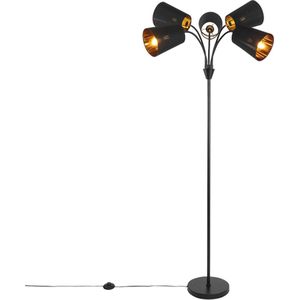 QAZQA carmen - Moderne Vloerlamp | Staande Lamp met flexarm - 5 lichts - H 160 cm - Zwart - Woonkamer | Slaapkamer | Keuken