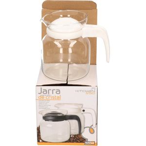 Theepot met wit deksel en handvat 0,65 liter - Glazen thee/koffie potten - 650 ml theepot