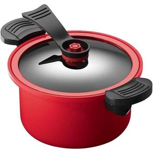 IBBO® - Soeppot - Snelkookpan Kookgerei - Soepvlees Pot - Snelkookpan Micro - Open Vuur Drukpan - Stoofpot Non-Stick Pot - 24 cm - 3.5L - Rood