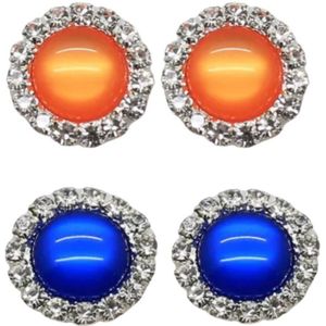 2 Paar Clip Oorbellen-Oranje-Koningsblauw-1.5 cm- Charme Bijoux