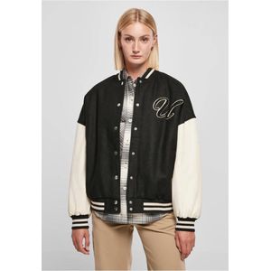Urban Classics - Oversized Big U College jacket - S - Gebroken wit/Zwart