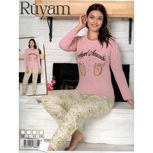 Dames Pyjama - Pyjamaset - Katoen - Roze - Ruyam - Avacado _ Maat XL
