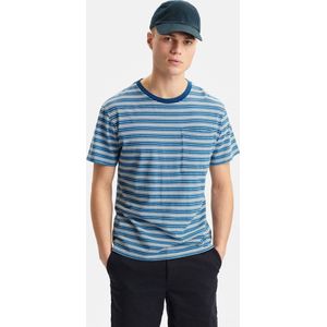 Anerkjendt Akkikki Blue Stripe Tee Polo's & T-shirts Heren - Polo shirt - Blauw - Maat XL