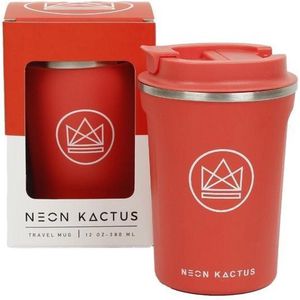 Koffiebeker To Go - Thermosbeker - Travel Mug - Neon Kactus - Dream Believer - Koraalrood - 380ml