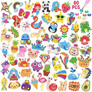 60 PCS Diamond Painting Kit/DIY Diamond Sticker Kit voor kinderen/Diamantschilderij/Kinderpatroon dier-plant-zeemeermin Mozaïek Foto