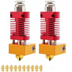 2 pcs Ender 3 extruder hotend kit, with 0.4 mm MK8 nozzle × 10 + tensioner × 1.3D printer parts for Creality Ender 3 / Ender 3 Pro/Ender 3 V2 Assembly Upgrade