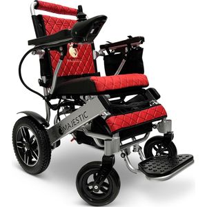 COMFYGO IQ-8000 - Elektrische Rolstoel - Zilver Frame - Rood Leer Textiel - Lichtgewicht - Draadloze Afstandsbediening