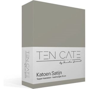 Ten Cate - Hoeslaken Topper 90x200 - Katoensatijn - Grijs - Hoekhoogte 10 cm