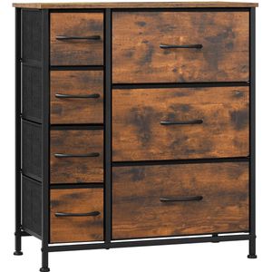 Opbergkast - Ladekast - Ladekastje - Ladenkastje - Ladenkast - Metalen Frame - 7 Lades - voor Woonkamer - Slaapkamer en Hal - Vintage Bruin Zwart