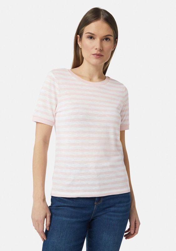 comma - T-shirt - Gestreept - Katoen-Modaalmix - Korte Mouwen