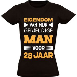 Grappig 28 jarig huwelijks jubileum Dames T-shirt - getrouwd - trouwdag - huwelijk