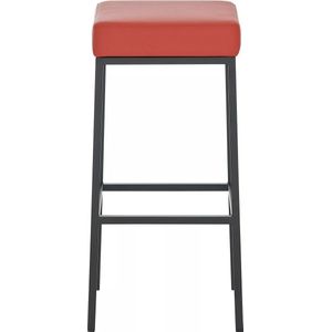 In And OutdoorMatch Barkruk Sarah - Zithoogte 80cm - Zonder rugleuning - Set van 1 - Ergonomisch - Barstoelen voor keuken of kantine - Vierkant - Rood/zwart
