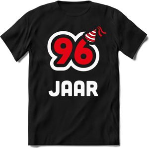 96 Jaar Feest kado T-Shirt Heren / Dames - Perfect Verjaardag Cadeau Shirt - Wit / Rood - Maat 9XL