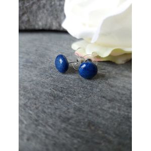Oorbellen platte knopjes, Lapis Lazuli