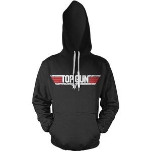 Top Gun Distressed Logo Hoodie Black-S