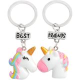 Fako Bijoux® - Sleutelhanger Best Friends - Unicorn - Eenhoorn - 2 Stuks