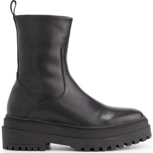 Mysa Hyacinthus Leren Dames Boots - wol gevoerde laars - Zwart Leer - Maat 40