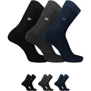 Pierre Cardin Heren Thermosokken - 3 Paar - Katoen - Naadloos - Volledig Badstof - Full Terry - Katoenen Thermo Sokken - Warme Wintersokken - Zwart/Grijs/Blauw - Maat 40-46