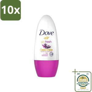 10 x Dove - Deodorant - Roller Go Fresh Acai Berry & Waterlily - Frisse geur - 50 ml - Grootverpakking - Açaí Berry & Waterlily - Anti-transpirant - Deodorant Roller - Frisheid - Zweetbehandeling