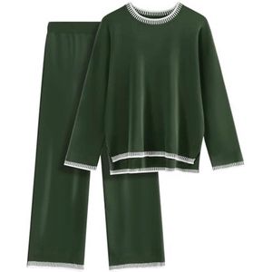 Dames Trainingspakken Set 2-delig Gebreide Truien Lounge Wear met Wijde Pijpen