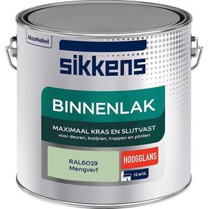 Sikkens Binnenlak - Verf - Hoogglans - Mengkleur - RAL6019 - 2,5 liter