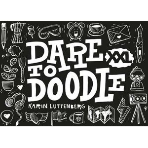 Dare to Doodle XXL Boek  + 1 Doodle Oefenblok A5 Formaat, Wire-O gebonden. Kleur omslag: Zwart + 2 Sakura Pigma Micron Fineliners