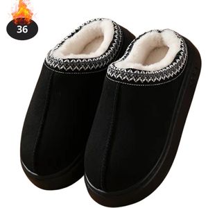 Bovista Warme Pantoffels - Sloffen - Slippers - Dames - Heren - Pluche - Maat 36- Zwart