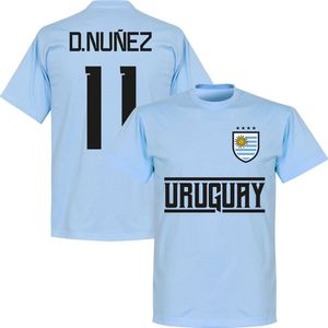 Uruguay Darwin Nunez 11 Team T-Shirt - Lichtblauw - Kinderen - 98