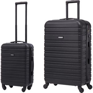 BlockTravel kofferset 2 delig ABS ruimbagage en handbagage 39 en 74 liter - inbouw TSA slot - zwart