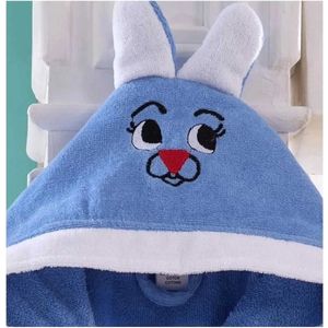 Kinderbadjas voor Jongens en Meisjes - Kinderbadjas - Gekleurde Badjas - Katoenen Badjas - Blauw - 3/4 Jaar