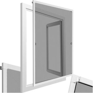 tectake® Inzethor - Raamhor- 100 x 120 cm - Voor Raamkozijnen, op maat verstelbaar zonder boren en schroeven - Muggengaas - Wit