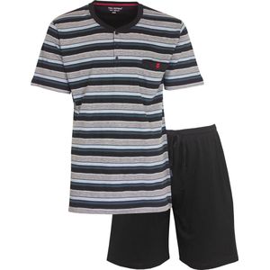 Paul Hopkins Heren Shortama - Streepdessin - Pyjama Set - Donkerblauw - Maat XXL