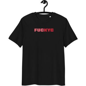 FUCKYC T-shirt - Bitcoin T-shirt - Unisex - 100% Biologisch Katoen - Zwart - Maat M | Bitcoin cadeau| Bitcoin T-shirt| Bitcoin Shirt| Bitcoin Merch| Bitcoin Merchandise| Bitcoin Kleding| Crypto T-shirt