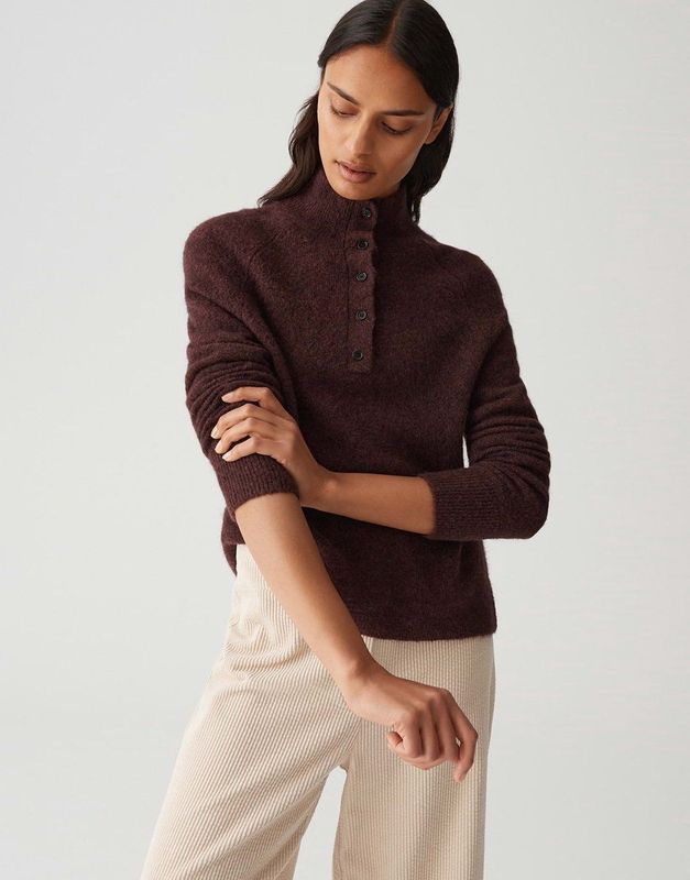 OPUS Dames trui groen (Maat: 34) - Mélange - Halslijn: Opstaande kraag,