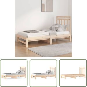 The Living Store Slaapbank uitschuifbaar massief grenenhout 2x(90x190) cm - Slaapbank - Logeerbed - Massief Hout - Grenenhout - Uitschuifbaar Bed