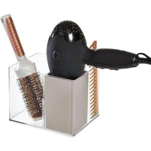 De Home Edit van iDesign, een haarstyling-organizer met 3 vakken, gemaakt van siliconen en gerecycled kunststof.