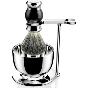 Scheerset met staander; verchroomd