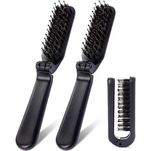 Ibenzoa® Compacte Opvouwbare Haarborstel Set met Natuurlijke Wildzwijnharen en Nylon