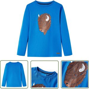 vidaXL Langmouwig - Kinderhemd - Kindershirt met lange mouwen 104 kobaltblauw - Meisjeskledij - Jongenskledij - Blauwe Kleding