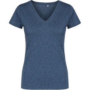Women´s V-hals T-shirt met korte mouwen Heather Navy - 3XL
