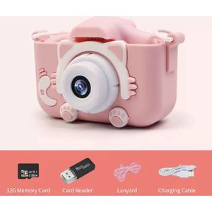 Roze Digitale Kindercamera - Foto en Videofunctie - Educatief Speelgoed - Veilige Kinderfototoestel - Creatief Speelgoed - Fotografie voor Kinderen - Cadeau voor Kind - Speelcamera - USB-oplaadbaar - Duurzaam Kinderspeelgoed