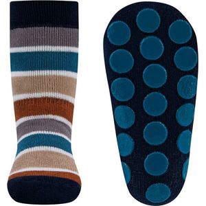 Ewers Antislipsok - Gestreept - Donkerblauw/Bruin/Beige/Staalblauw/Grijs/Wit - Siliconennoppen-35/38